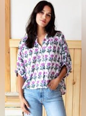 Emerson Fry India Collection Mandarin Collar Top